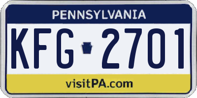 PA license plate KFG2701