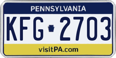 PA license plate KFG2703