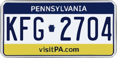 PA license plate KFG2704