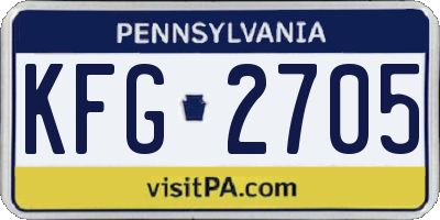 PA license plate KFG2705