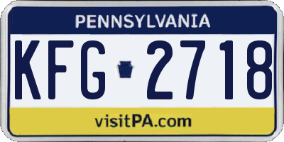 PA license plate KFG2718