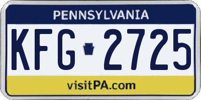 PA license plate KFG2725