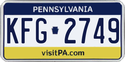 PA license plate KFG2749