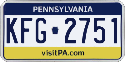 PA license plate KFG2751