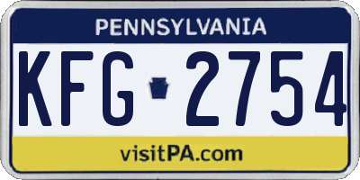 PA license plate KFG2754