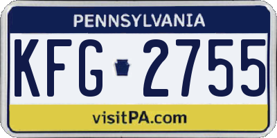 PA license plate KFG2755