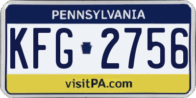PA license plate KFG2756