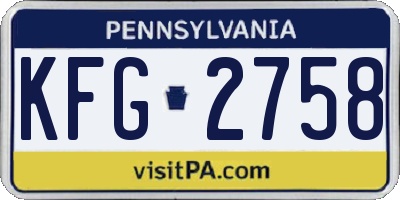 PA license plate KFG2758