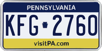 PA license plate KFG2760