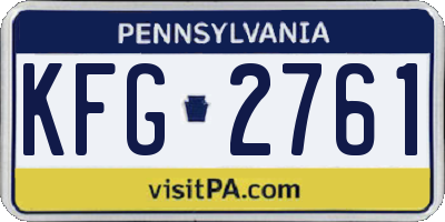 PA license plate KFG2761