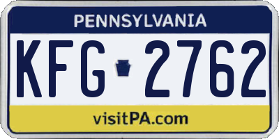 PA license plate KFG2762