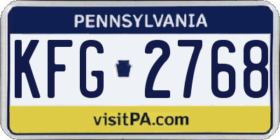 PA license plate KFG2768