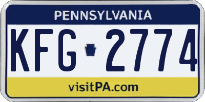 PA license plate KFG2774