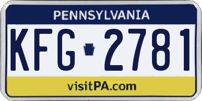 PA license plate KFG2781