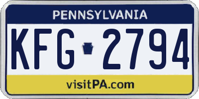 PA license plate KFG2794