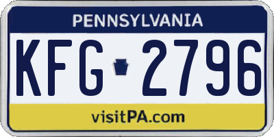 PA license plate KFG2796