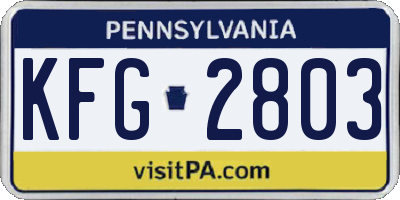 PA license plate KFG2803
