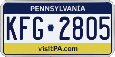 PA license plate KFG2805