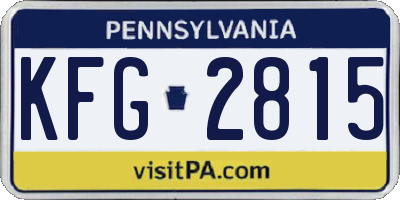 PA license plate KFG2815