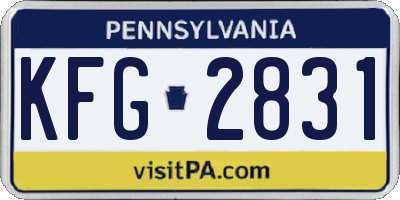 PA license plate KFG2831