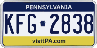 PA license plate KFG2838