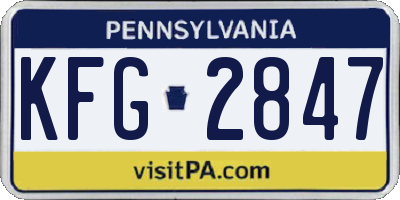 PA license plate KFG2847
