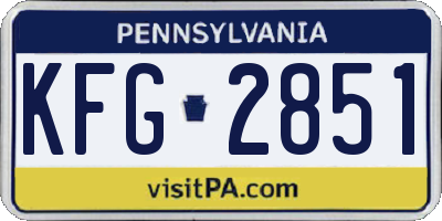 PA license plate KFG2851