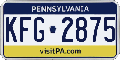 PA license plate KFG2875