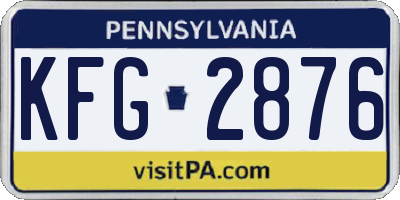 PA license plate KFG2876