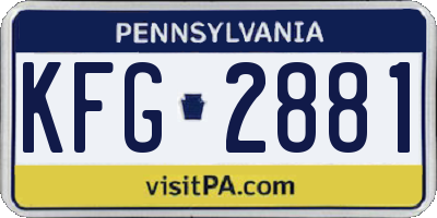 PA license plate KFG2881