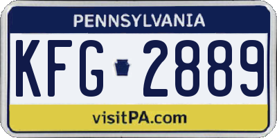 PA license plate KFG2889