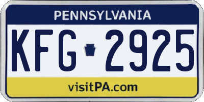 PA license plate KFG2925