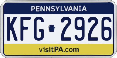 PA license plate KFG2926