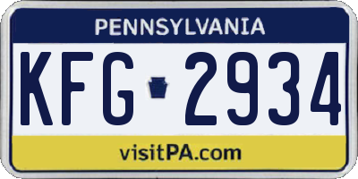PA license plate KFG2934