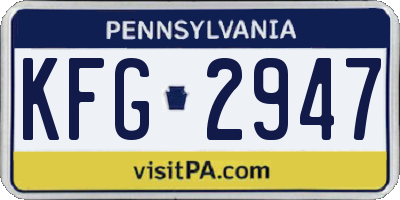 PA license plate KFG2947