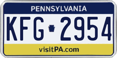 PA license plate KFG2954