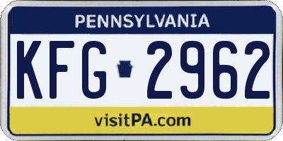 PA license plate KFG2962