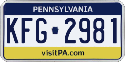 PA license plate KFG2981