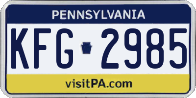 PA license plate KFG2985