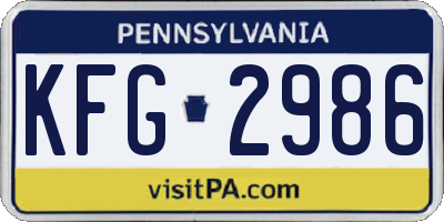 PA license plate KFG2986
