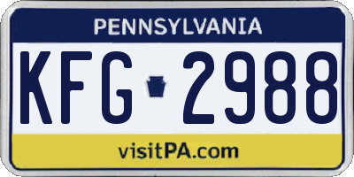 PA license plate KFG2988