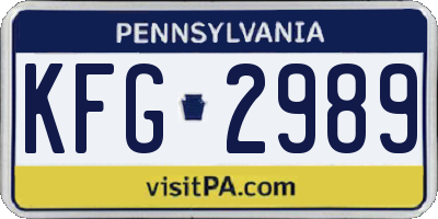 PA license plate KFG2989
