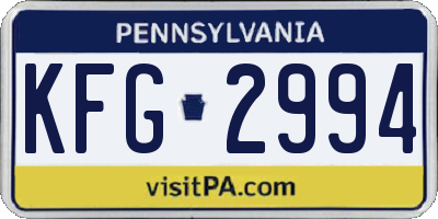 PA license plate KFG2994