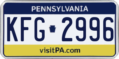 PA license plate KFG2996