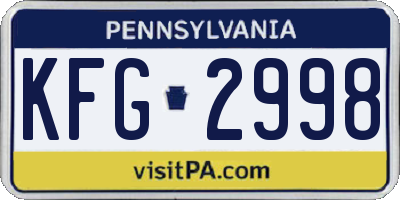 PA license plate KFG2998