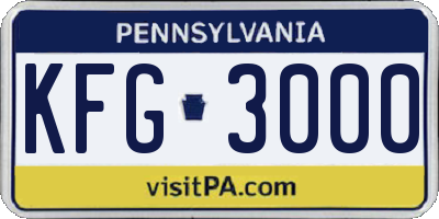 PA license plate KFG3000