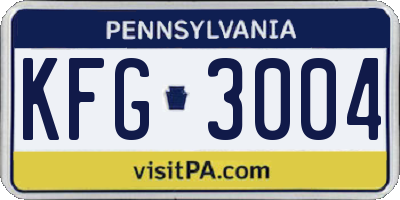PA license plate KFG3004
