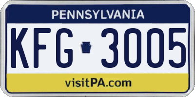 PA license plate KFG3005