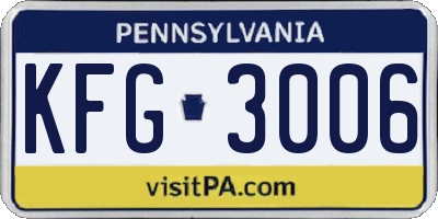 PA license plate KFG3006