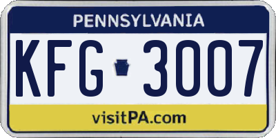 PA license plate KFG3007